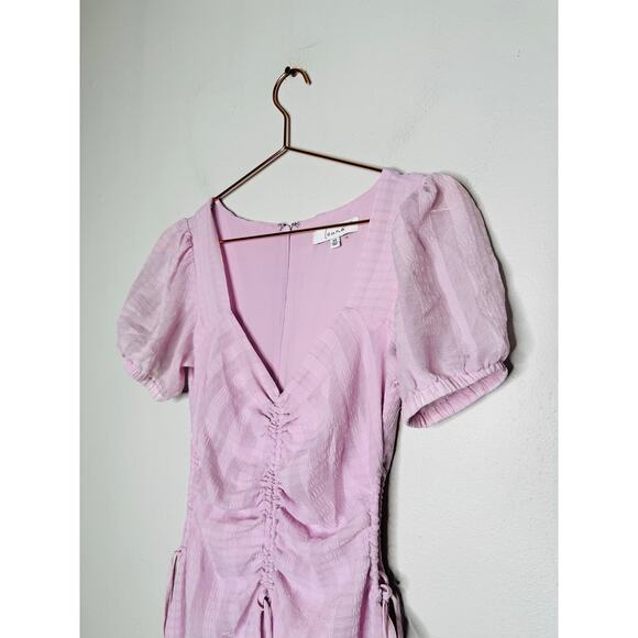 LOUNA Purple Hourglass Side Cutout Short Sleeve Ruched Middle Dress Size XS - Picture 6 of 13
